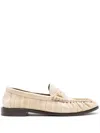 Saint Laurent Natural Leather Slip On Loafers In Ivory