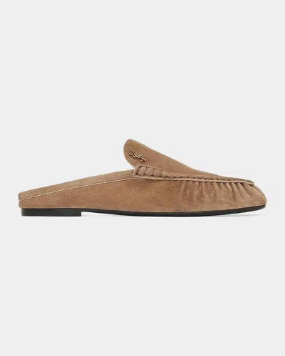 Saint Laurent Le Loafer Loafer Mules In Suede In Brown