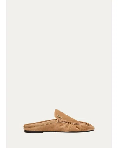 Saint Laurent Le Loafer Loafer Mules In Suede In Neutral