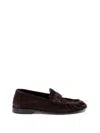 Saint Laurent Cassandre-detail Suede Loafers In Brown