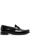 Saint Laurent Le Loafer High-shine Finish Flat Shoes In Schwarz