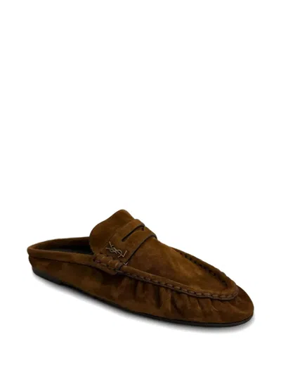Saint Laurent Loafer Slip-on Moccasins In Suede In Brown