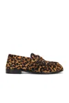 Saint Laurent Brown Loafers With Cassandre Logo And Leopard Motif In Fabric Woman In Marrone