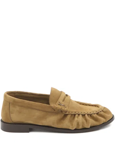 Saint Laurent Camel Suede Le Loafer Loafers In Brown