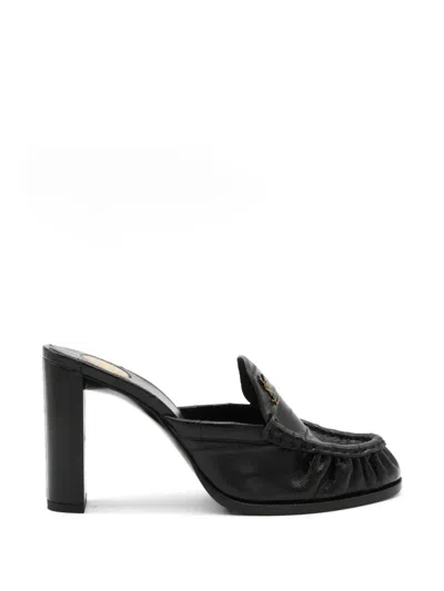 Saint Laurent Le Loafer Monogram Block-heel Loafers In Black