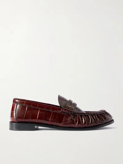 Saint Laurent Le Loafer Eel Leather Penny Loafers In Burgundy