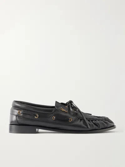 Saint Laurent Le Loafer Monogram Logo-appliquéd Leather Loafers In Black
