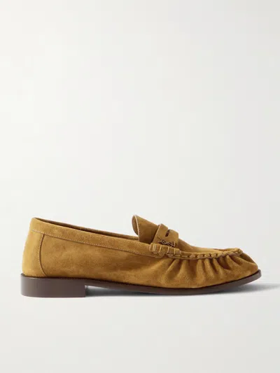 Saint Laurent Le Loafer Moccasins In Tan Suede In Animal Print