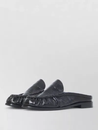 Saint Laurent Le Loafer Mule Eel Skin Shoe In Black