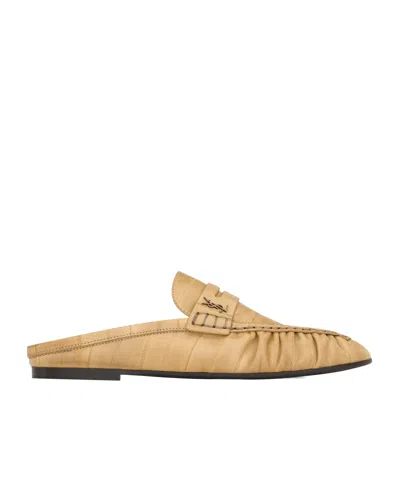 Saint Laurent Le Loafer Mules In Neutral