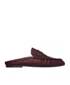 Saint Laurent Le Loafer Mules In Eel In Burgundy