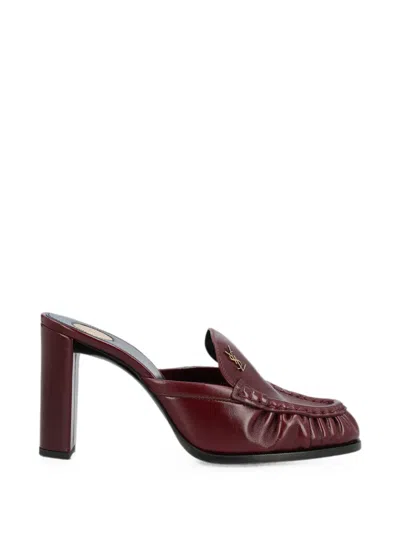 Saint Laurent Le Loafer Mules In Smooth Leather In Red