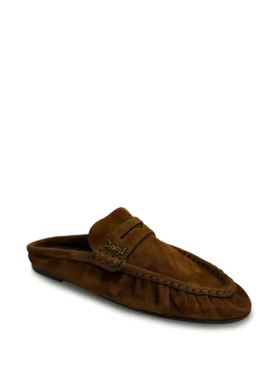 Saint Laurent Le Loafer Mules Loafers In Brown