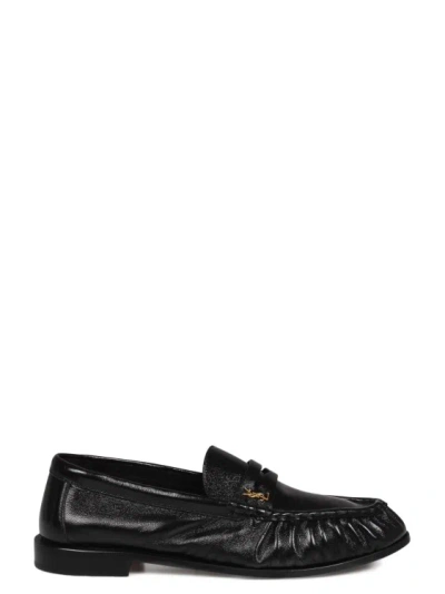 Saint Laurent Le Loafer Penny Slippers In Black