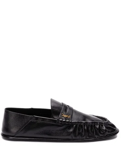 Saint Laurent Mocassins With Gathered Effect In Black