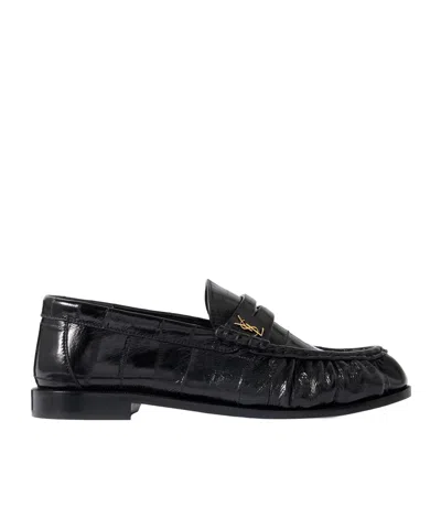 Saint Laurent Le Loafer Pleated Loafers In Black