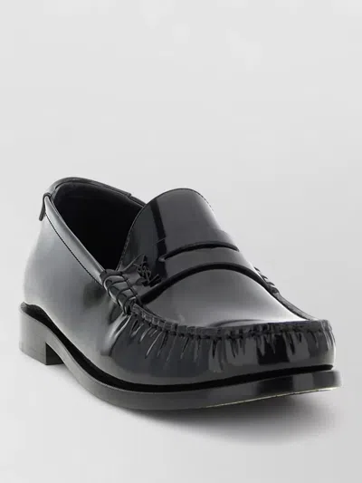 Saint Laurent Le Loafer Loafers In Polished Wrinkled Leather In Black
