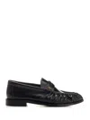Saint Laurent Cassandre Leather Loafers In Black