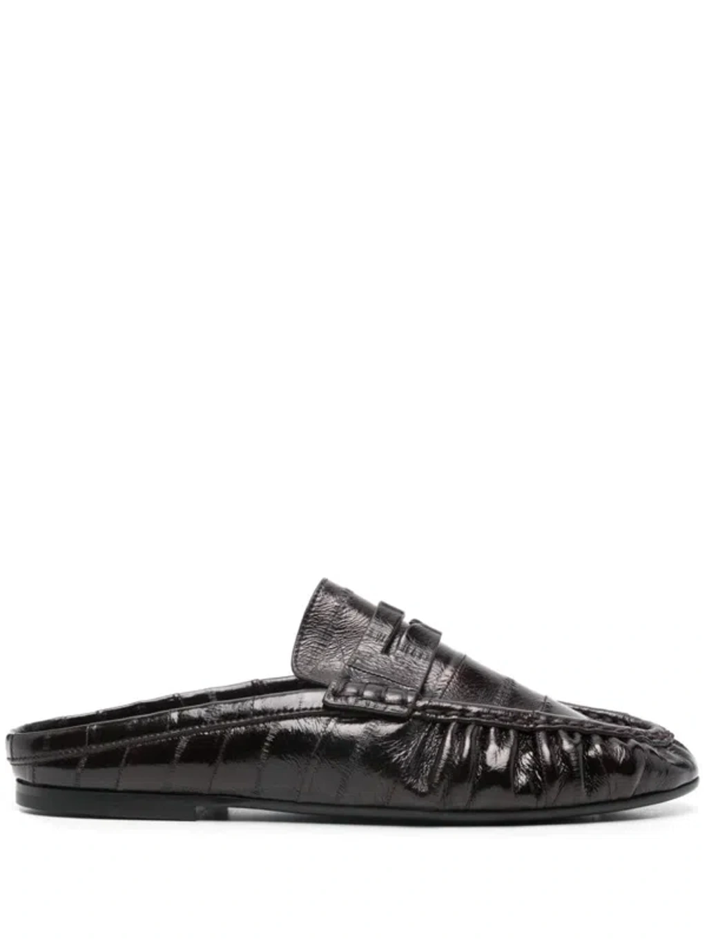 Saint Laurent Leather Penny Loafer Mules In Burnt Brown Saint Laurent Leather Penny Loafer Mules In Burnt Brown