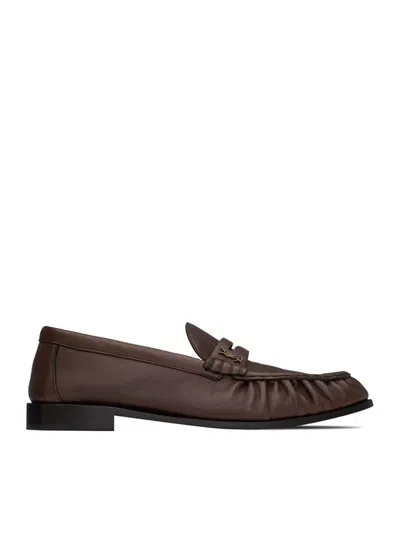 Saint Laurent Le Loafer Soft Moccasins In Matt Leather In Brown