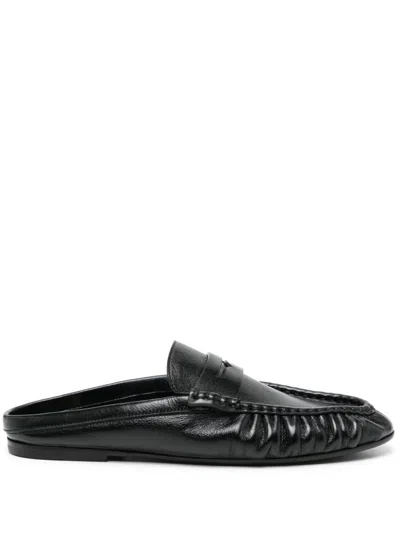 Saint Laurent Le Loafer 05 Leather Moccasin Loafer Mules In Black