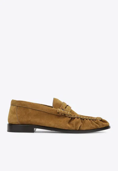 Saint Laurent Le Loafer Suede Loafers In Tan
