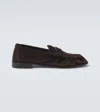 Saint Laurent Le Loafer Suede Penny Loafers In Brown