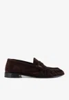 Saint Laurent Le Loafer Suede Penny Loafers In Brown