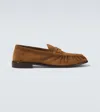 Saint Laurent Le Loafer Suede Penny Loafers In Brown