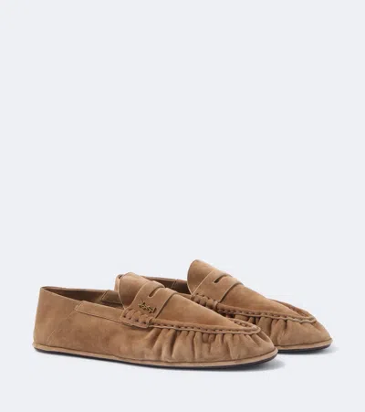 Saint Laurent Cappuccino Suede Leather Loafers For Men In Brown
