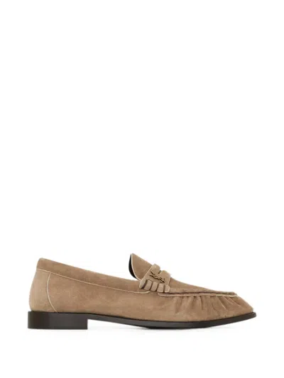 Saint Laurent Le Loafer Supple Shoes In Suede In Brown