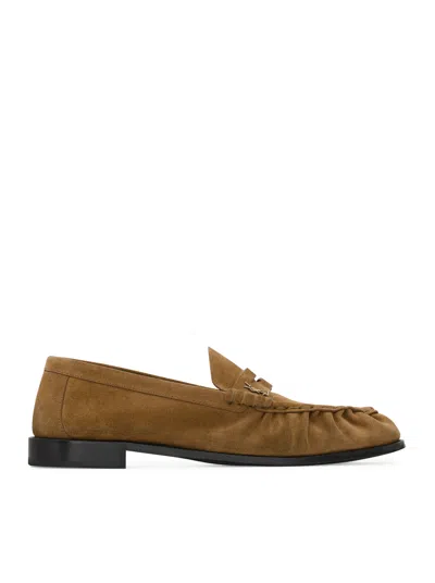 Saint Laurent Le Loafer Supple Suede Moccasins In Brown