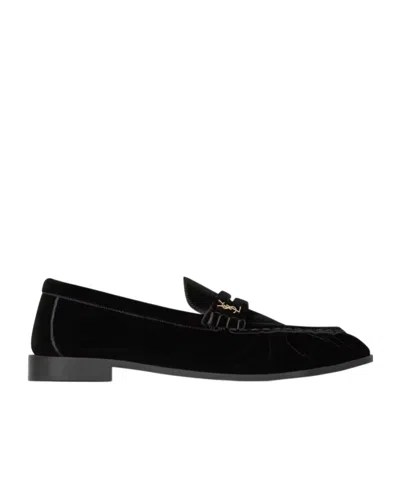 Saint Laurent Le Loafer Velvet Penny Loafers In Black