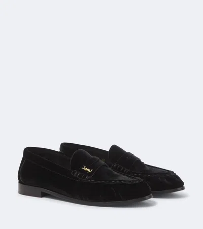 Saint Laurent Le Loafer Velvet Penny Loafers In Black