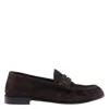 Saint Laurent Suede Loafers With Cassandre Detailing In Burgundy