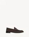 Saint Laurent Cassandre-detail Suede Loafers In Brown