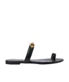 Saint Laurent Le Maillon Flat Sandals In Smooth Leather In Black