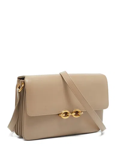 Pre-owned Saint Laurent Le Maillon Leather Shoulder Bag In Neutral