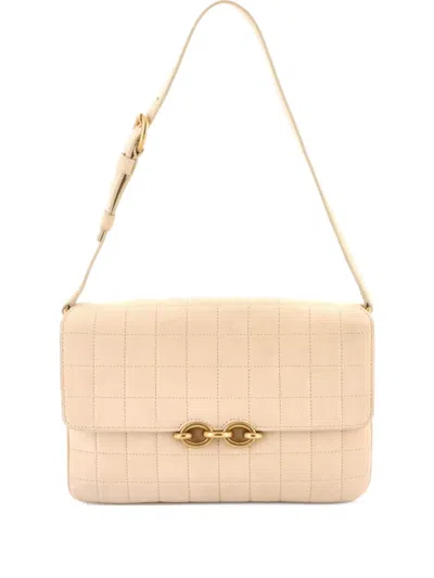 Pre-owned Saint Laurent Le Maillon Quilted Leather Medium Shoulder Bag In Neutral