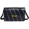 Saint Laurent Women Two-tone Leather Le Maillon Shoulder Bag In Marine/marine/argent