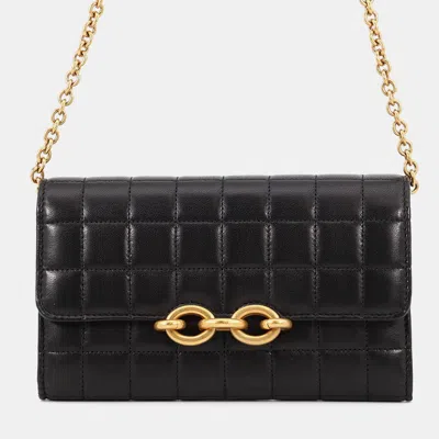 Pre-owned Saint Laurent Le Maillon Wallet Chain Wallet Black Leather