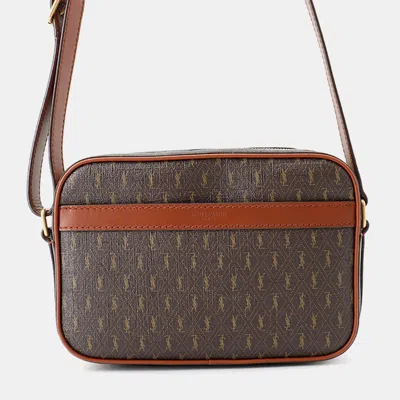 Pre-owned Saint Laurent Le Monogram Camera Bag Brown Pvc Leather