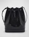 Saint Laurent Le Monogram Spazzolato Leather Bucket Bag In Black