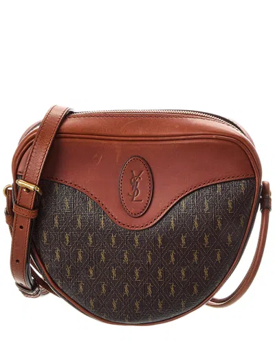Saint Laurent Le Monogramme Coated Canvas & Leather Shoulder Bag In Brown