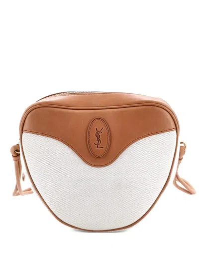 Pre-owned Saint Laurent Le Monogramme Coeur Bag Canvas And Leather Crossbody Bag In Brown