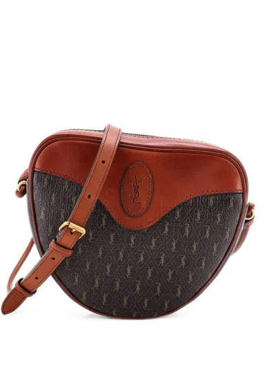 Pre-owned Saint Laurent Le Monogramme Coeur Bag Monogram All Over Coated Canvas And Leather Crossbody Bag In Brown