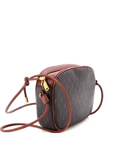 Pre-owned Saint Laurent Le Monogramme Monogram All Over Coated Canvas And Leather Small Crossbody Bag In Brown