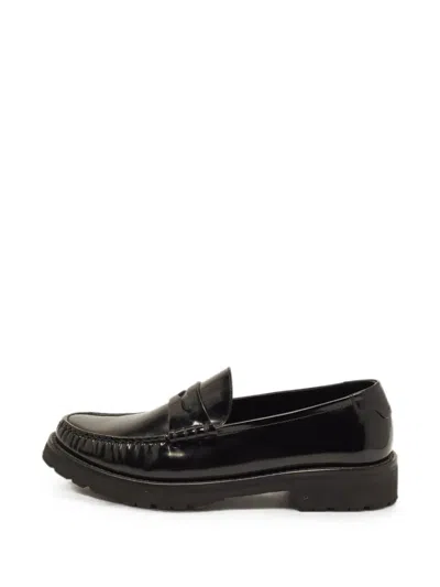 Pre-owned Saint Laurent Le Penny Leather Loafers In Black