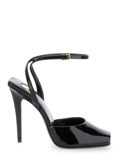 Saint Laurent La Scandale Patent Heels In Black