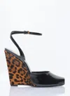 Saint Laurent Le Scandale 110 Patent Leather Wedge Sandals In Black